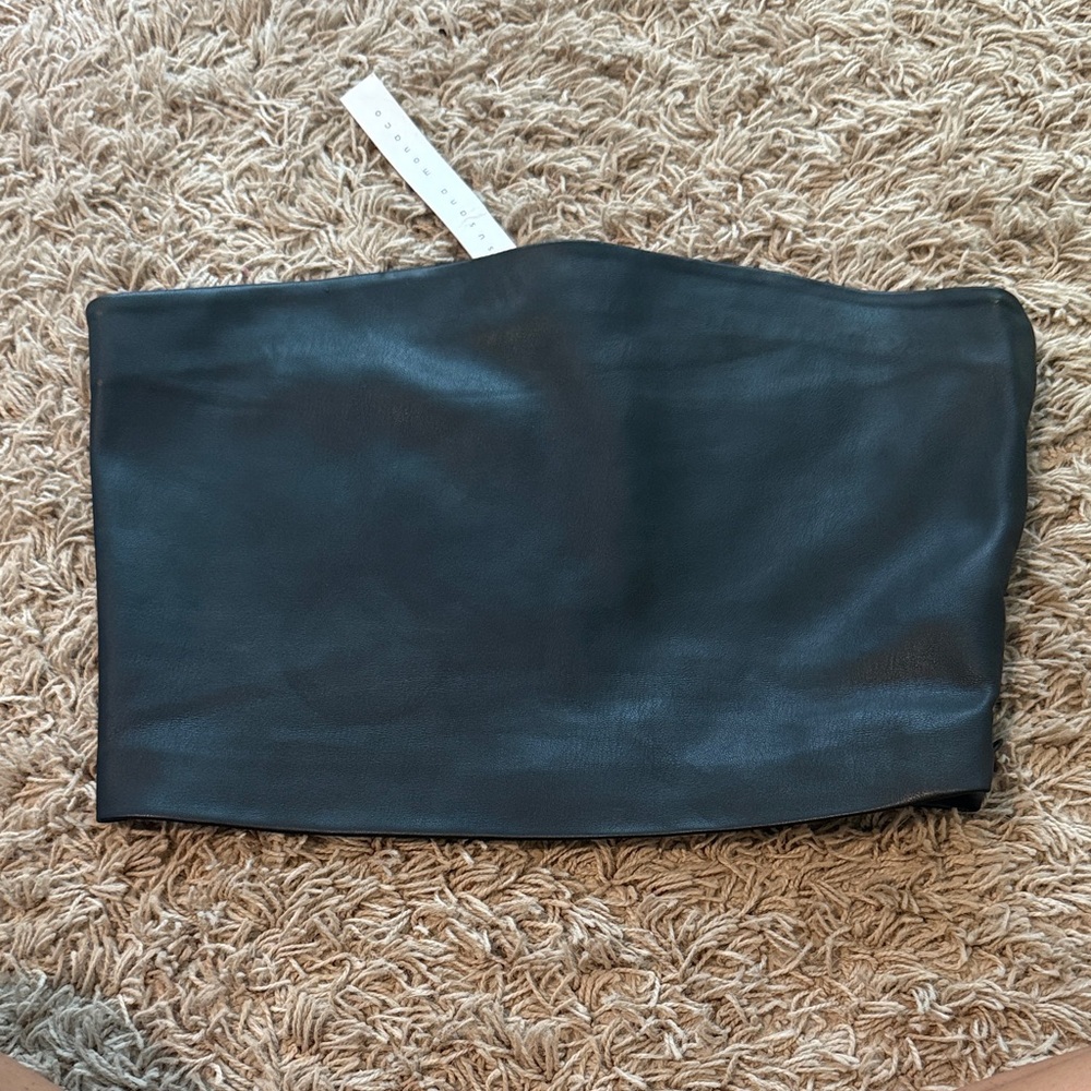NWT-Susana Monaco Black Faux Leather cropped tube Top